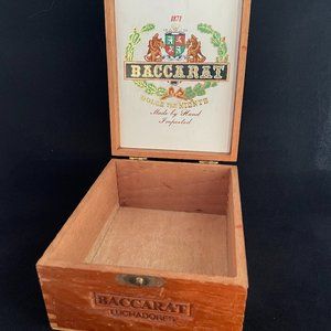 Vintage Wooden Cigar Box ("Baccarat 1871 Dolce Far Niente")